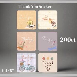 Thank You Design Stickers 200ct~ 1”  (Boutique) ~NEW~